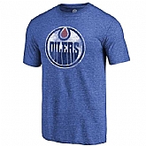 Men's Edmonton Oilers Fanatics Branded Distressed Team Primary Logo Tri Blend T-Shirt Royal FengYun,baseball caps,new era cap wholesale,wholesale hats